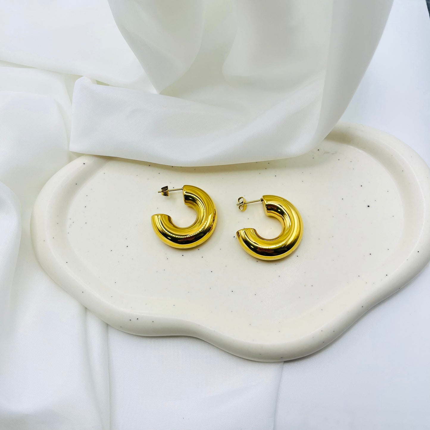 Thick Chubby C Shaped Hollow Tube Earring