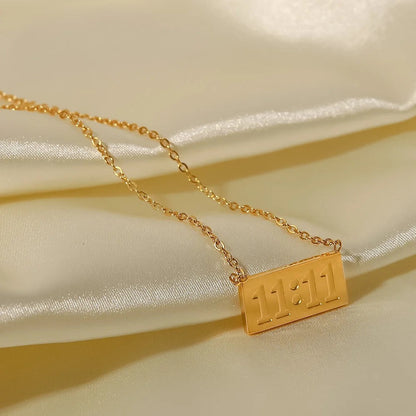 11:11 Angel Number Plate Pendant Necklace--Dazzledvenus