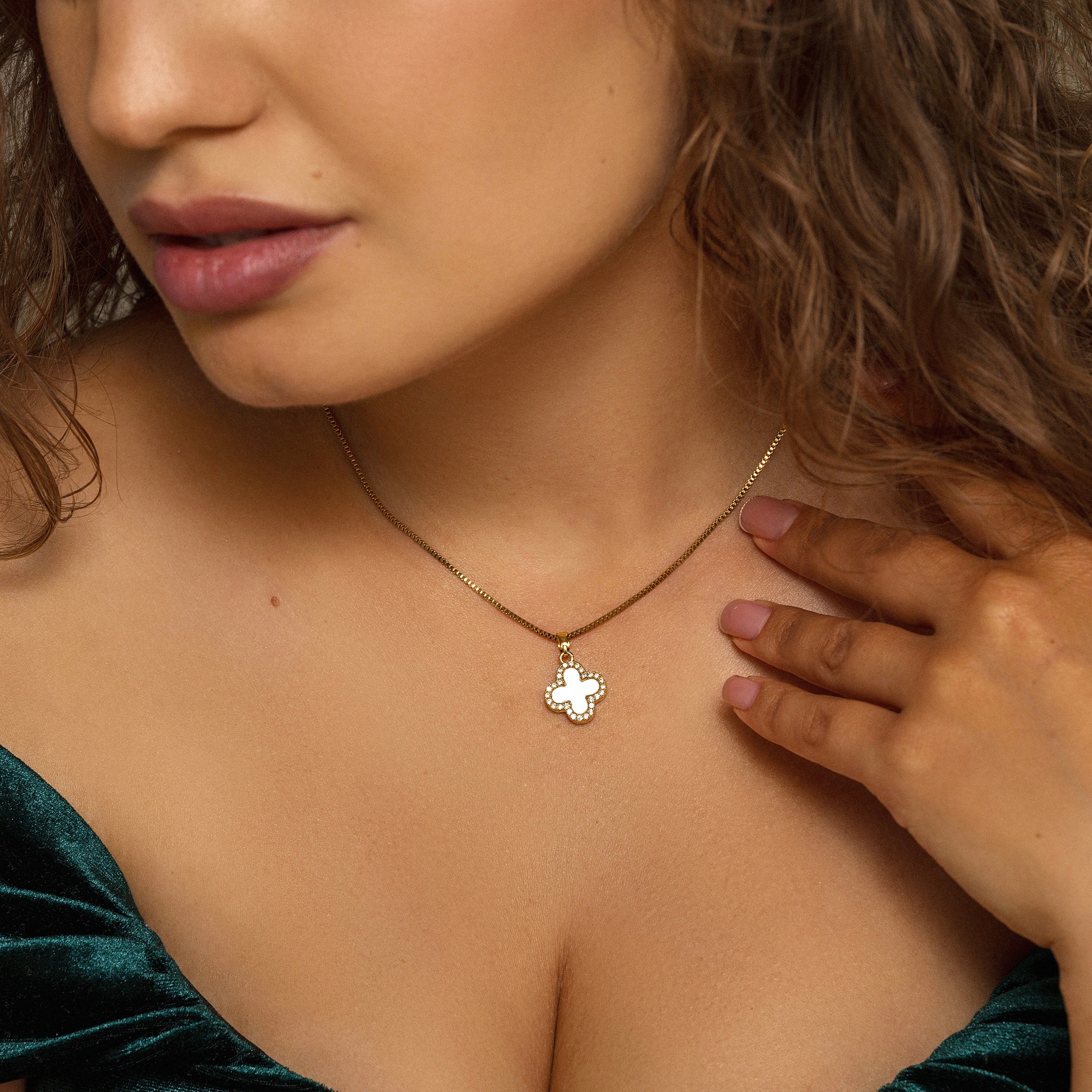 Four Leaf Clover Necklace-Discover the enchanting CZ Four Leaf Reversible Clover Necklace. Uncover the elegance of this reversible piece, perfect for any occasion. Shop Now!-Dazzledvenus