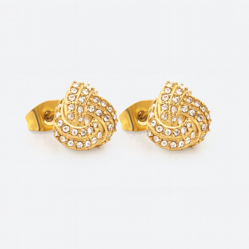 Lotus Pavé Stud Earring-Dazzledvenus
