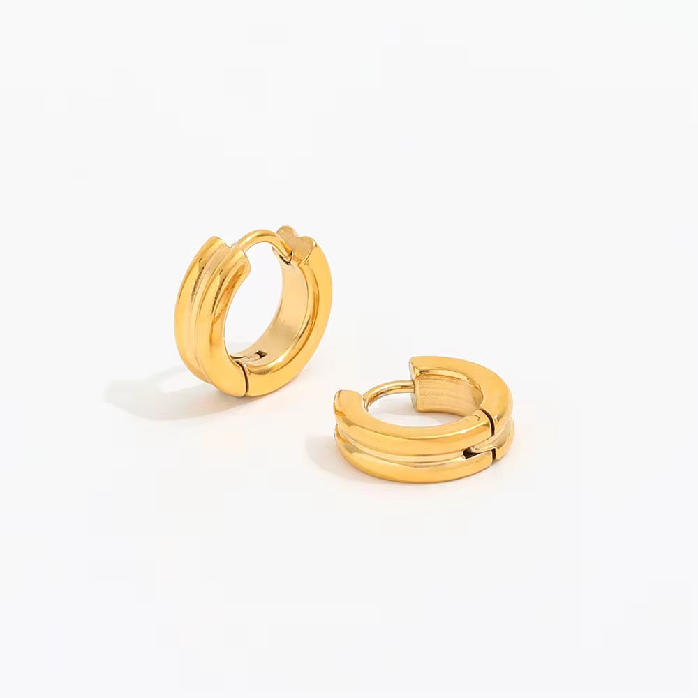 Noir Huggie Hoop Earring-Gold-Dazzledvenus