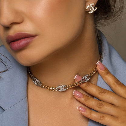 CZ Cuban Chain Choker-Make a luxurious statement with our CZ Cuban Chain Choker. Elevate your style effortlessly with this elegant accessory. Buy now before they are gone. 🎯-Dazzledvenus