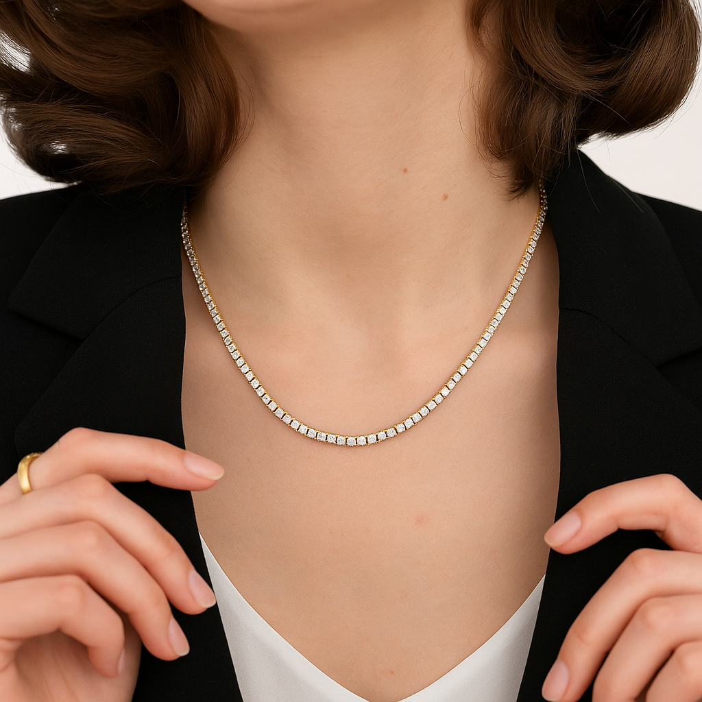 Bling Tennis Necklace-Make a luxurious statement with our CZ Cuban Chain Choker. Elevate your style effortlessly with this elegant accessory. Buy now before they are gone. 🎯-Dazzledvenus
