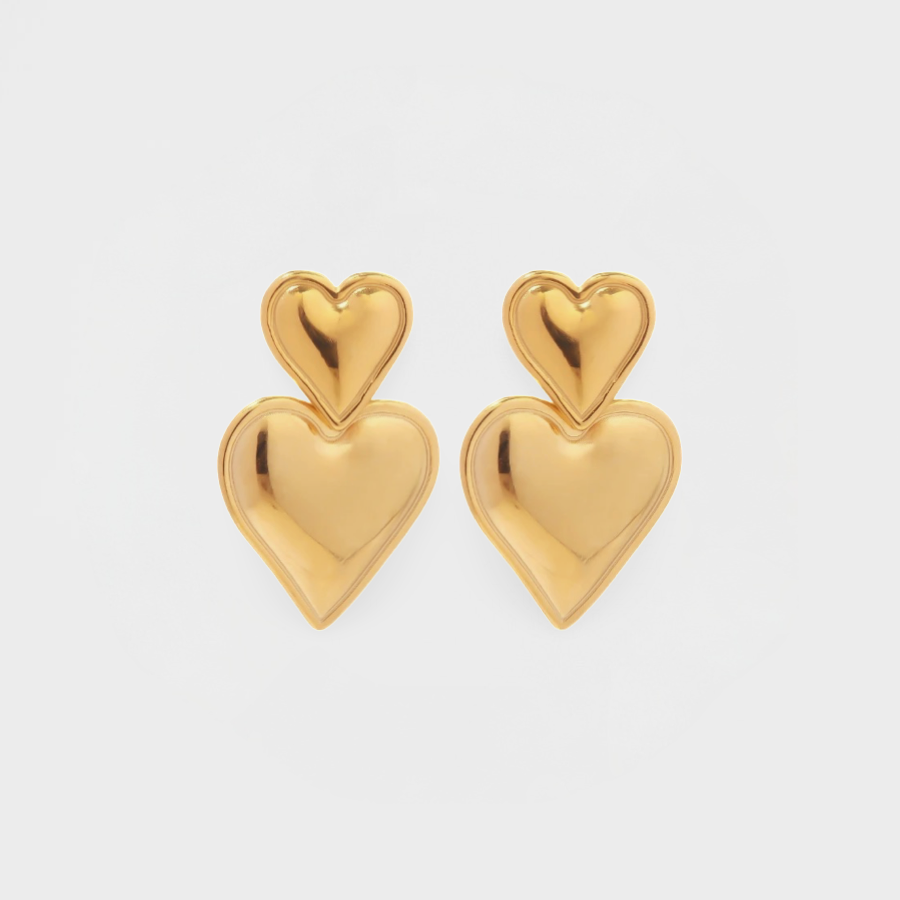 Double Heart Drop Earring--Dazzledvenus