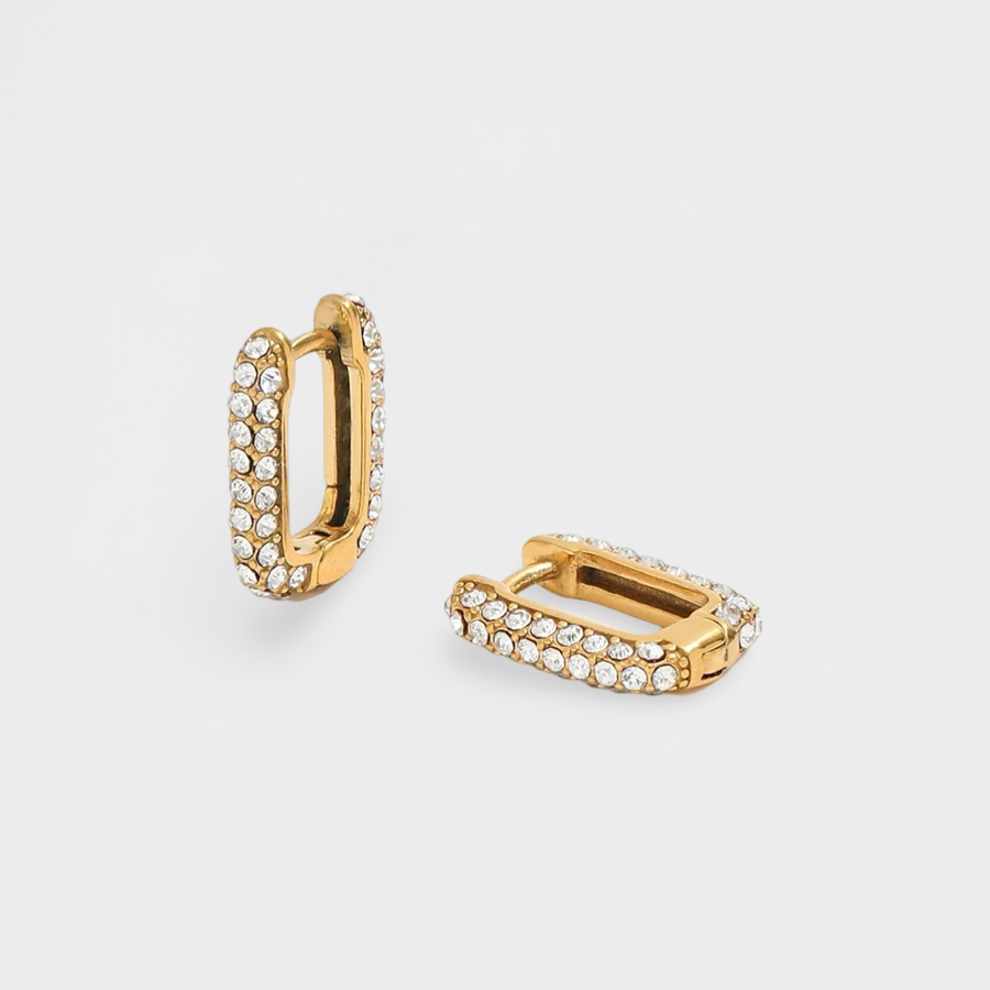 Diamond Box Huggie Earring--Dazzledvenus