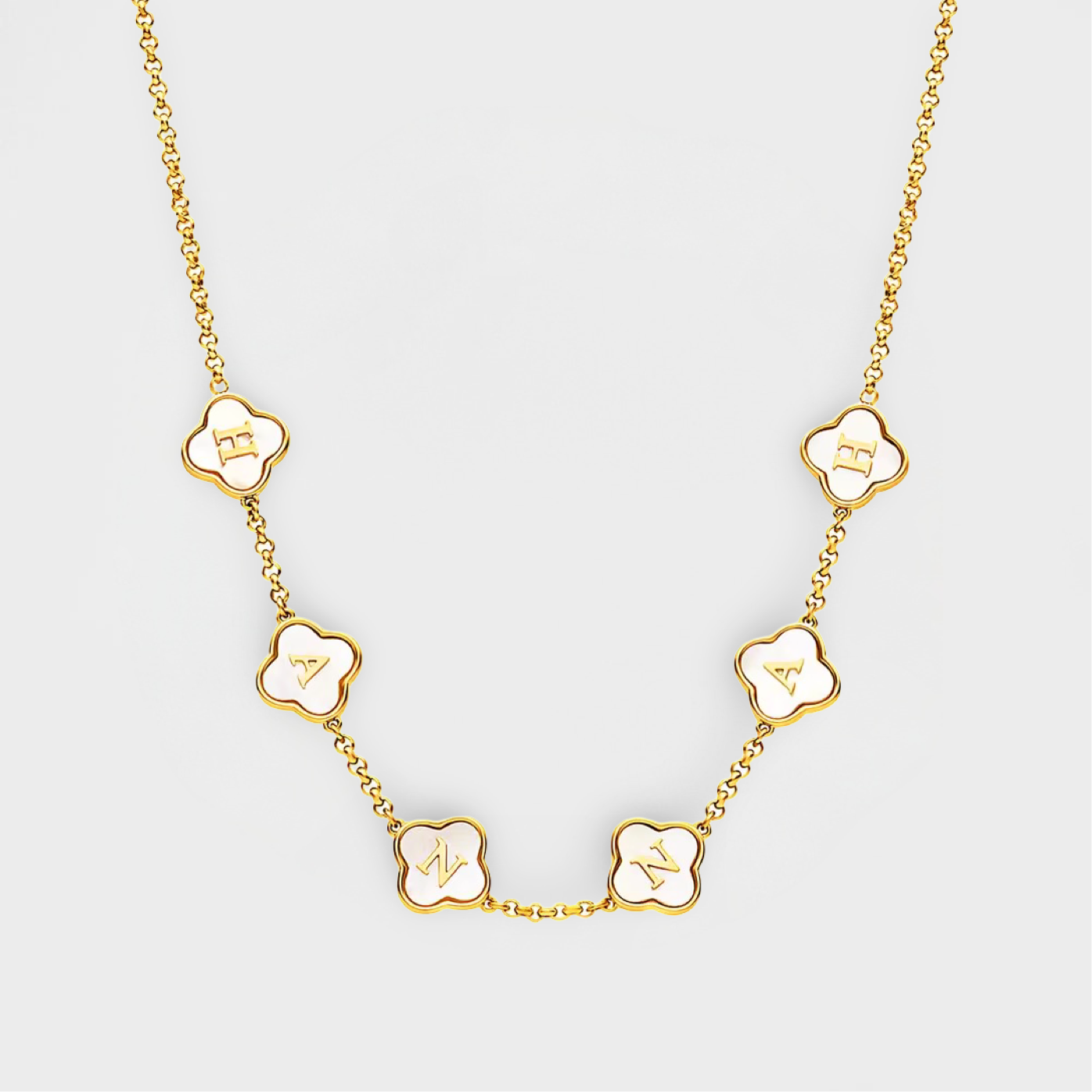 Clover Name Necklace-Elevate your fashion game instantly! Order your Personalized Bubble Name Choker today to add a personalized touch to your style. Don't miss out. Shop Now! 💥-Dazzledvenus