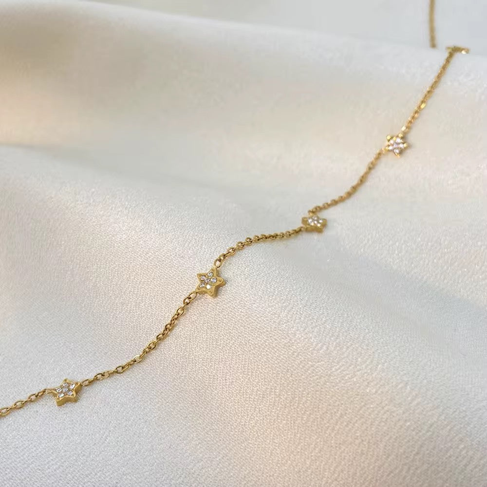 Delicate Star Shine Necklace-Purchase stylish Twisted Herring Bone Necklace. Explore our online collection for trendy accessories reflecting the charm of the Emerald Isle. Order yours now!-Dazzledvenus