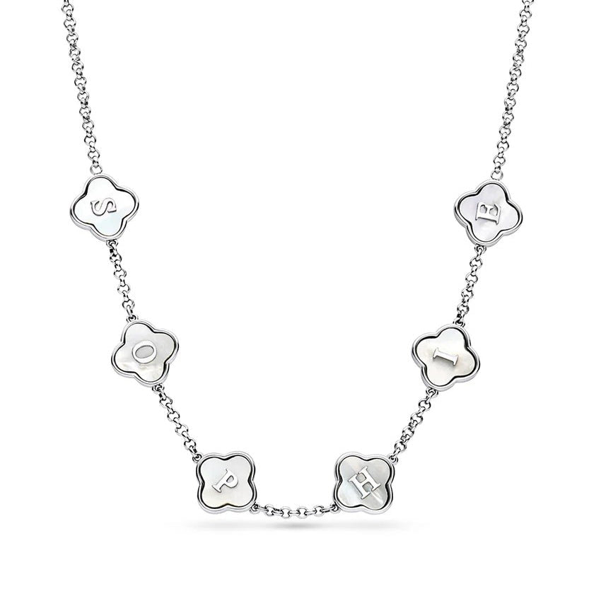 Clover Name Necklace-Elevate your fashion game instantly! Order your Personalized Bubble Name Choker today to add a personalized touch to your style. Don't miss out. Shop Now! 💥-Dazzledvenus