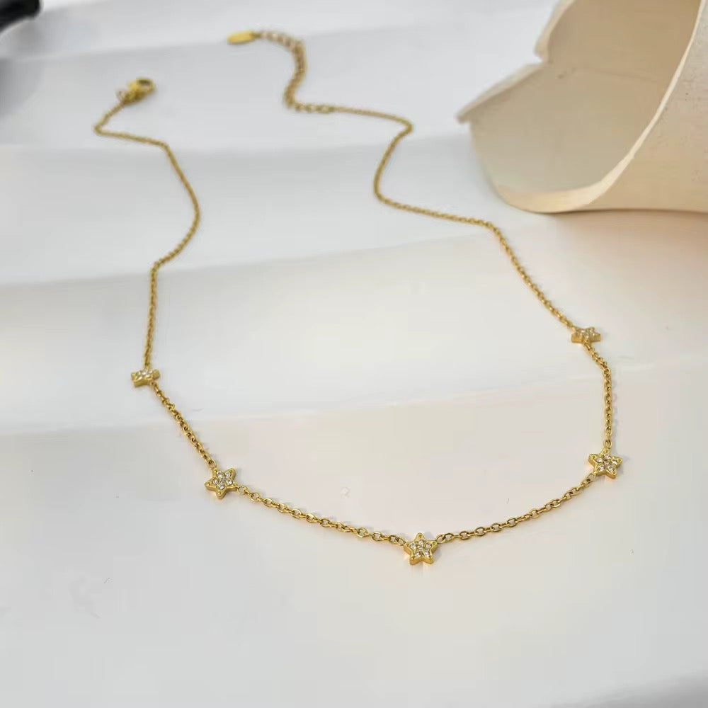 Delicate Star Shine Necklace-Purchase stylish Twisted Herring Bone Necklace. Explore our online collection for trendy accessories reflecting the charm of the Emerald Isle. Order yours now!-Dazzledvenus