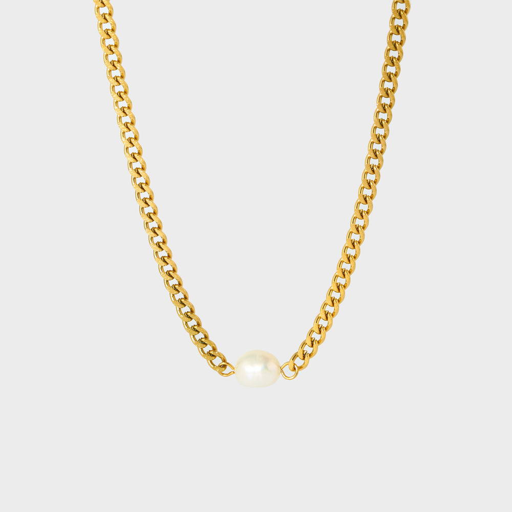 Baroque Pearl Cuban Chain Choker Necklace--Dazzledvenus