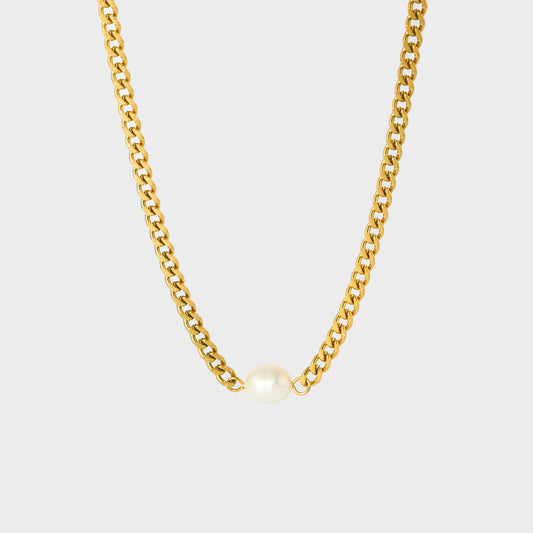 Baroque Pearl Cuban Chain Choker Necklace--Dazzledvenus