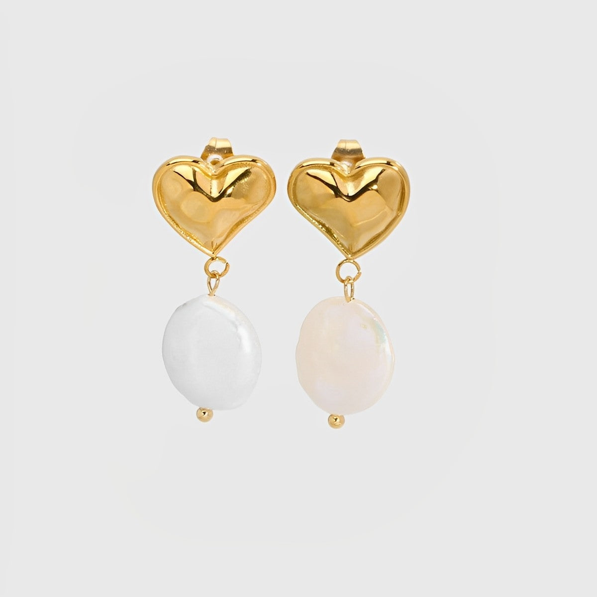 Pearl & Heart Drop Earring-Dazzledvenus