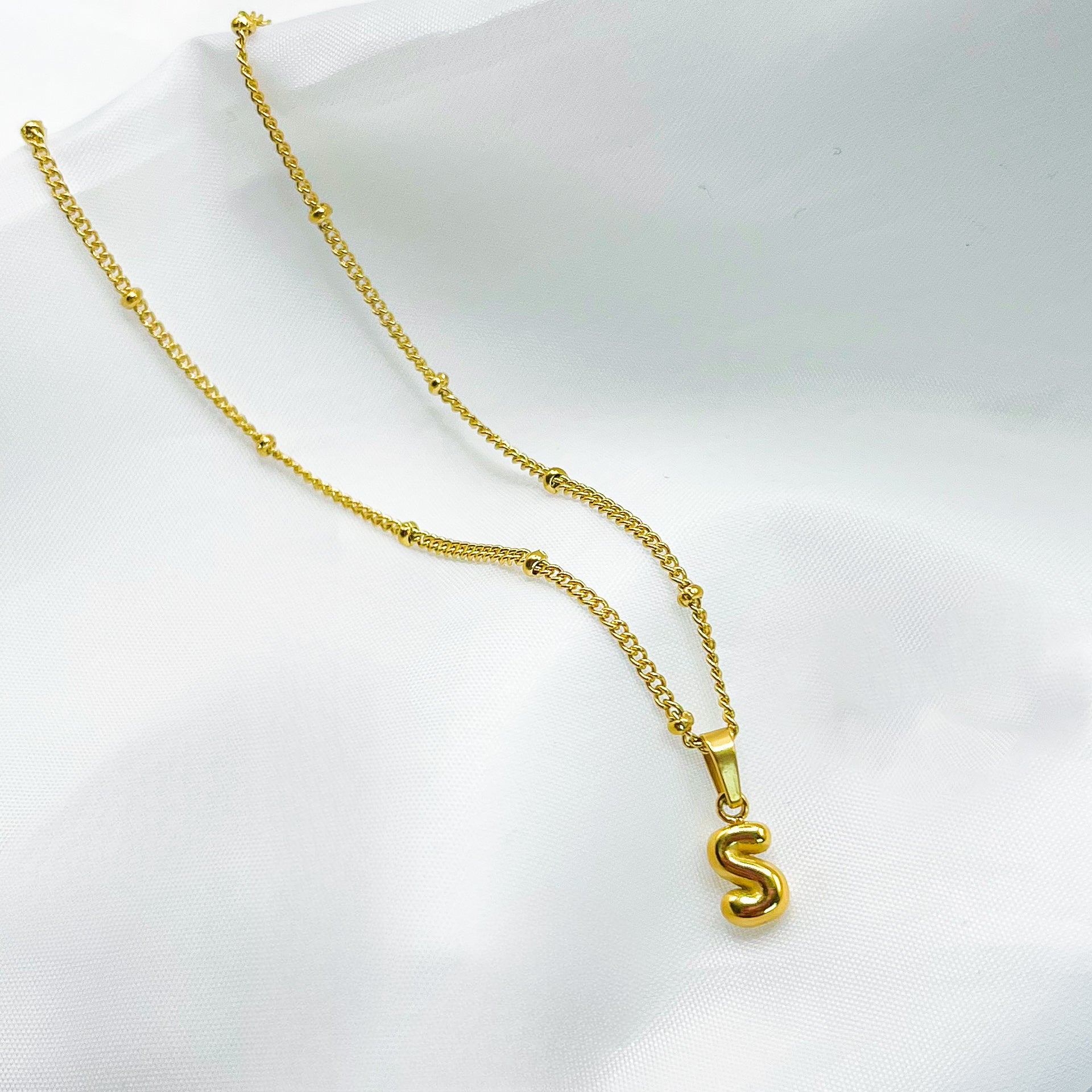 18k Gold Tiny Initial Letter Necklace | The Shop'n Glow