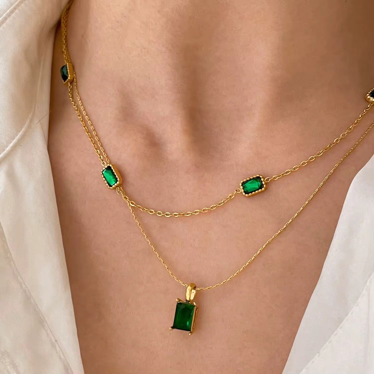 Station Emerald Necklace-Purchase stylish Twisted Herring Bone Necklace. Explore our online collection for trendy accessories reflecting the charm of the Emerald Isle. Order yours now!-Dazzledvenus