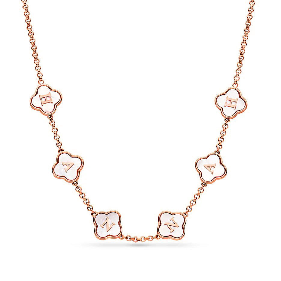 Clover Name Necklace-Elevate your fashion game instantly! Order your Personalized Bubble Name Choker today to add a personalized touch to your style. Don't miss out. Shop Now! 💥-Dazzledvenus