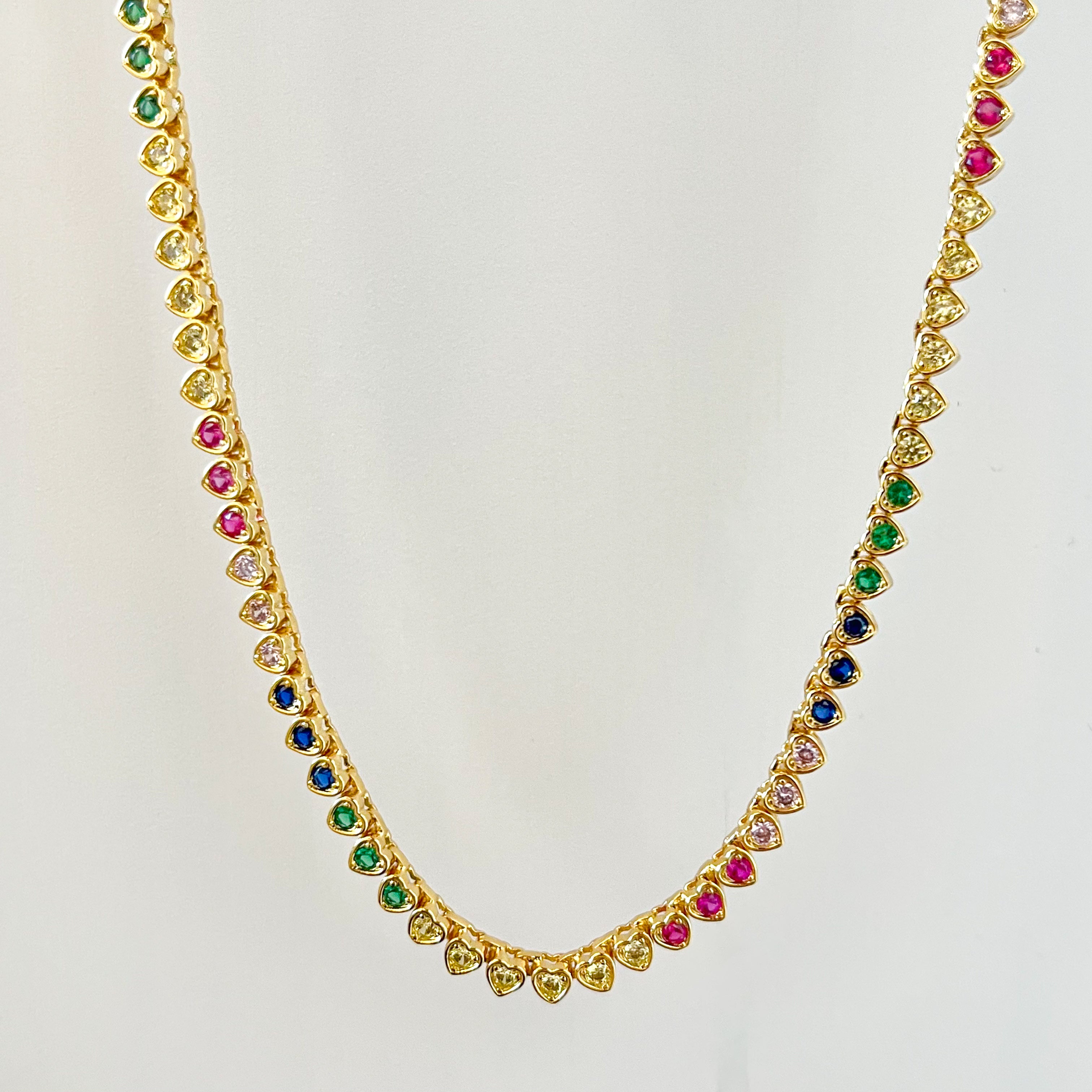 Bezel Multicolour Heart Necklace-Shop our captivating rainbow stone necklaces online. Elevate your style with these vibrant, colorful accessories available for purchase now! Visit our website!🔥-Dazzledvenus