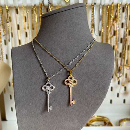 Crown Key Pendant Necklace--Dazzledvenus