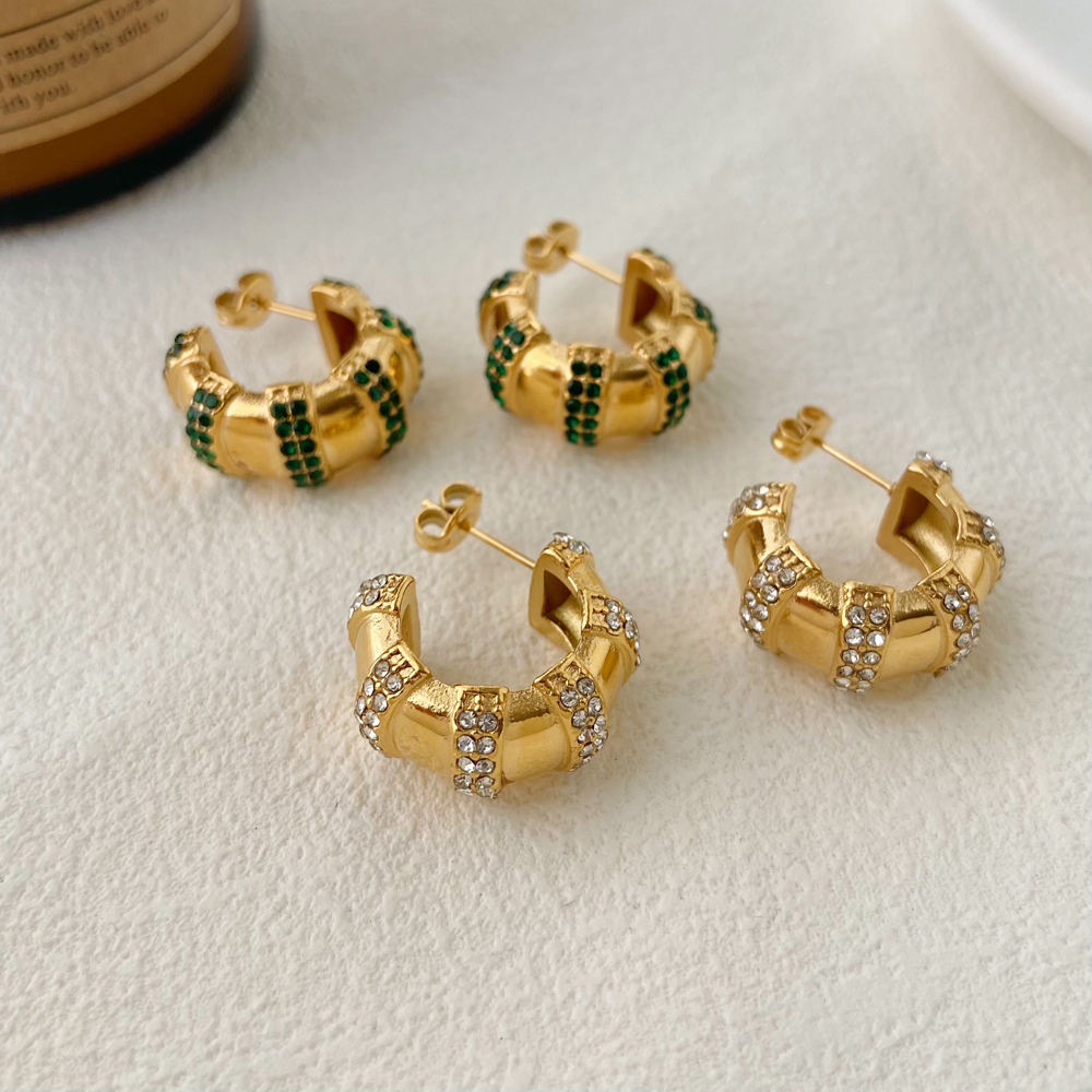 CZ Pleated Chunky Small Hoop Earring--Dazzledvenus