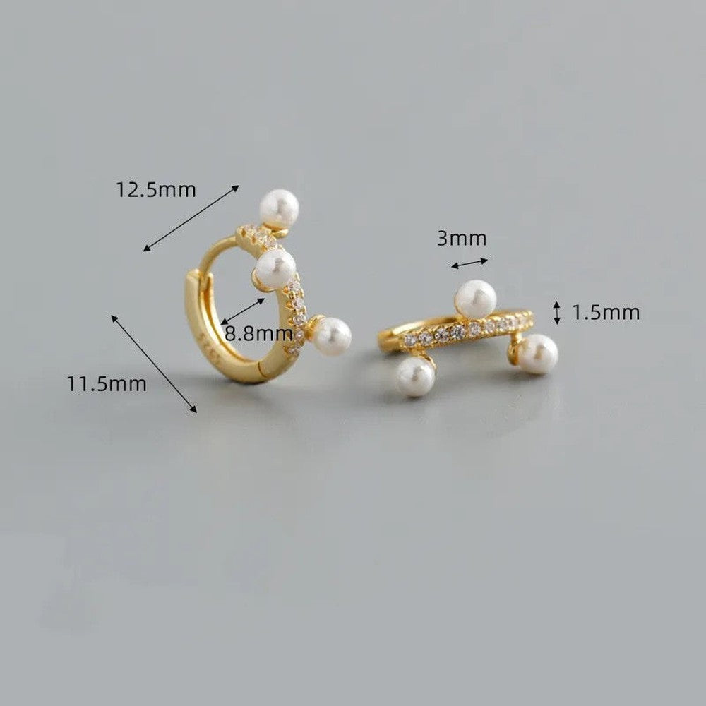 CZ Radiant Pearl Huggie Hoop Earring--Dazzledvenus
