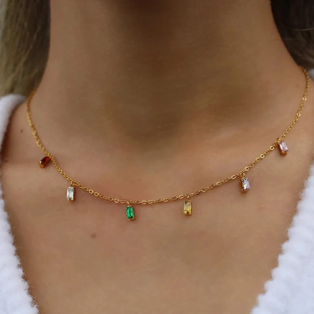 Chakra Multi Colour Dangling Charms Necklace--Dazzledvenus
