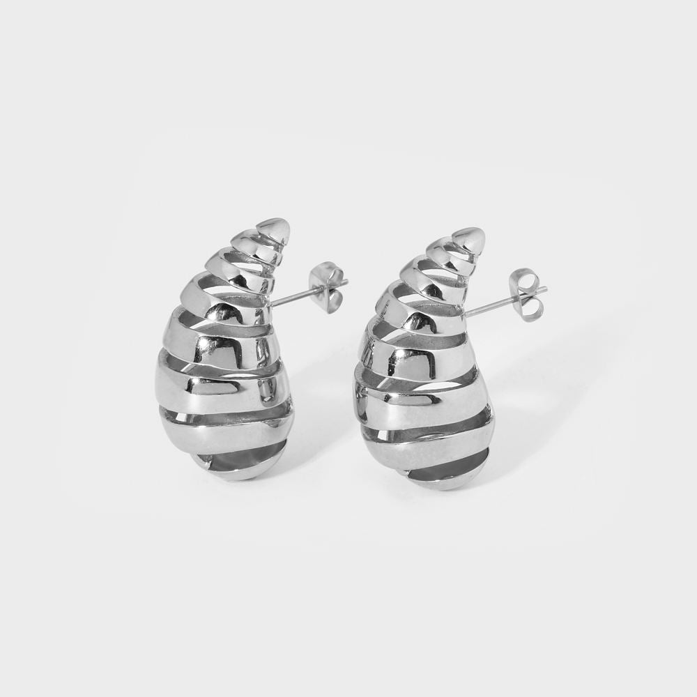 Savi Spiral Teardrop Earring-Silver-Dazzledvenus