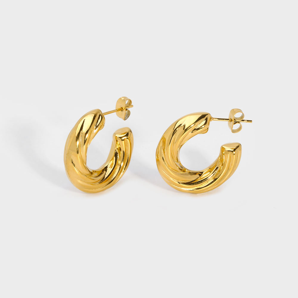 Classic Twists Curly Hollow Hoop Earring--Dazzledvenus