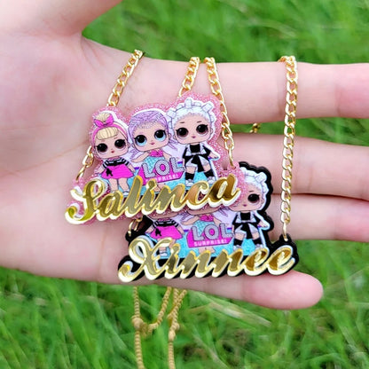 Colourful Acrylic Character Kids Name Necklace-Don't miss out! Grab your Colourful Acrylic Character Kids Name Necklace today. Explore our custom children's jewelry collection for a unique and special touch.-Dazzledvenus