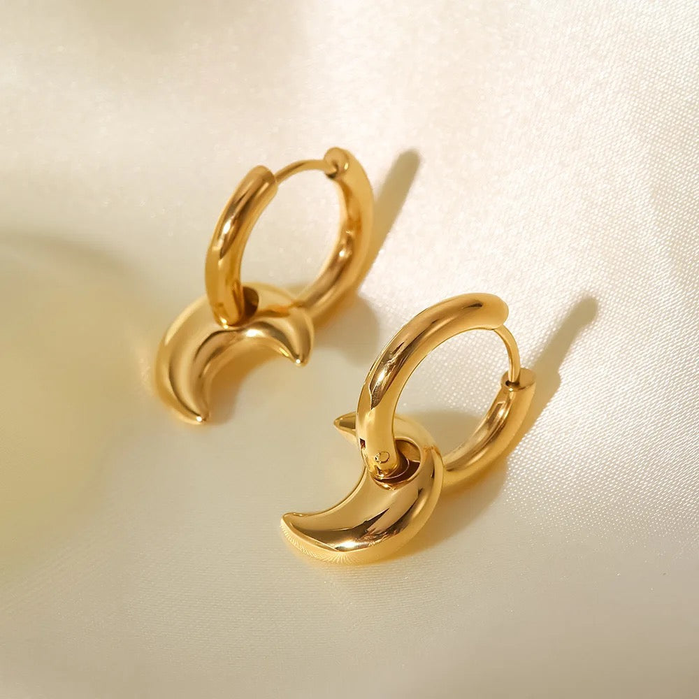 Crescent Hoop Earring-Dazzledvenus