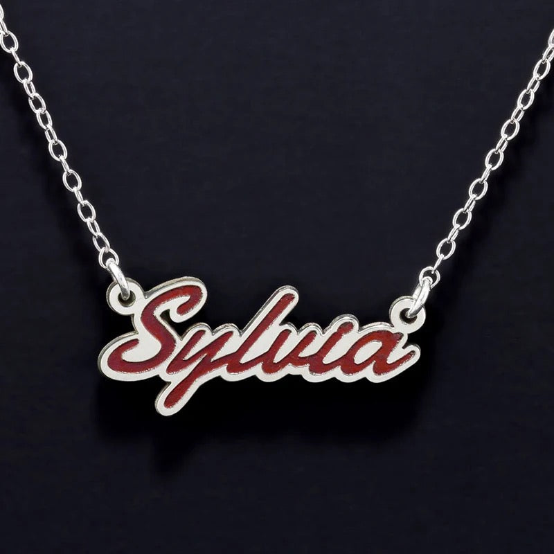Custom Name Plate Enamel Necklace-Elevate your style with our custom name plate enamel necklace. Design your unique piece and shop now for a personalized and stylish accessory. Order Now Yours!-Dazzledvenus