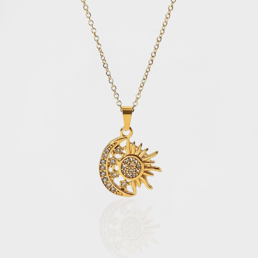 Sun Moon Harmony Necklace-Discover the allure of our Golden Sun Moon And Stars Necklace. Elevate your style with this celestial piece. Shop now and shine bright like the stars! ✔-Dazzledvenus