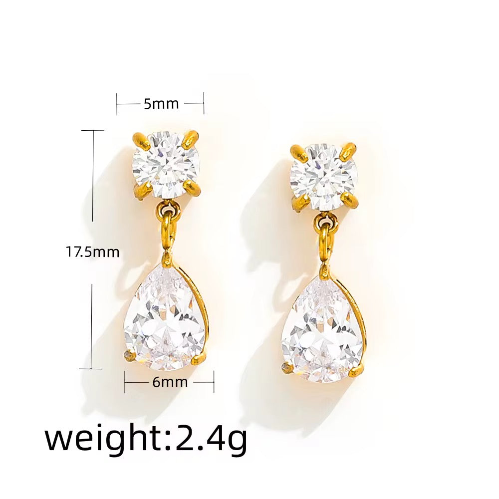 Couture Brilliant Pear Earring-Medium Infinity Hoop Earrings in 18k gold plated stainless steel. Lightweight, non-tarnish and waterproof everyday hoops. A perfect daily wear gold earring.-Dazzledvenus