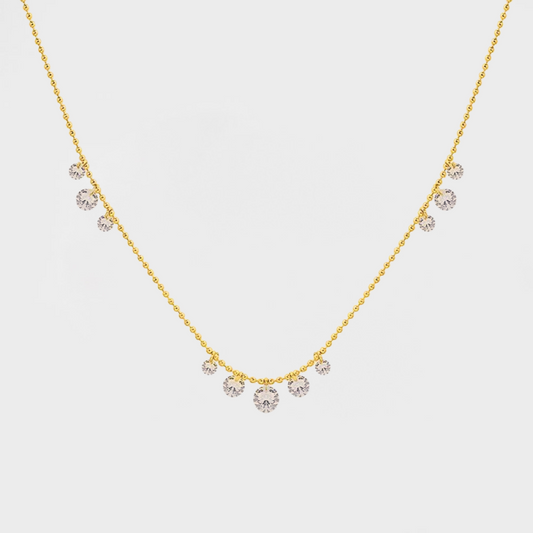 Dangle Crystals Beaded Chain Necklace--Dazzledvenus