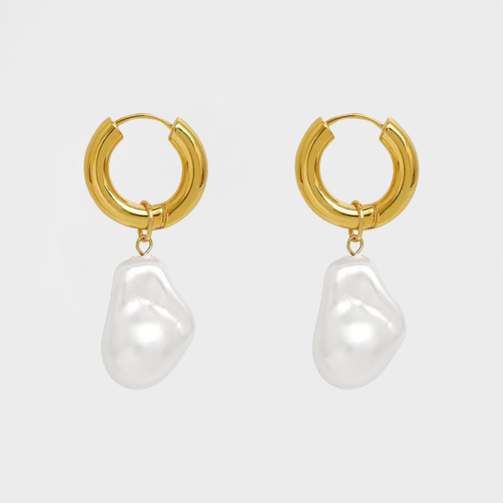 2 in 1 Baroque Pearl Hoop Earrings-Indulge in sophistication with our collection of pearl drop hoop earrings. Explore exquisite designs combining pearls and hoops for a refined and elegant look.✨-Dazzledvenus