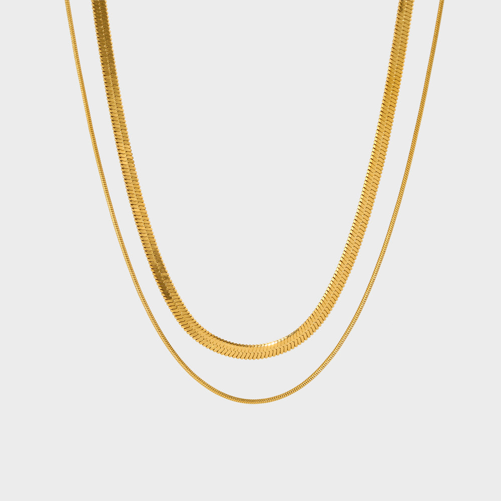 Multilayered Herringbone Necklace-Find trendy Double-Layered Herringbone Chain Necklace designs. Elevate your look with our stylish collection. Don't wait, shop now for a fashionable statement!-Dazzledvenus