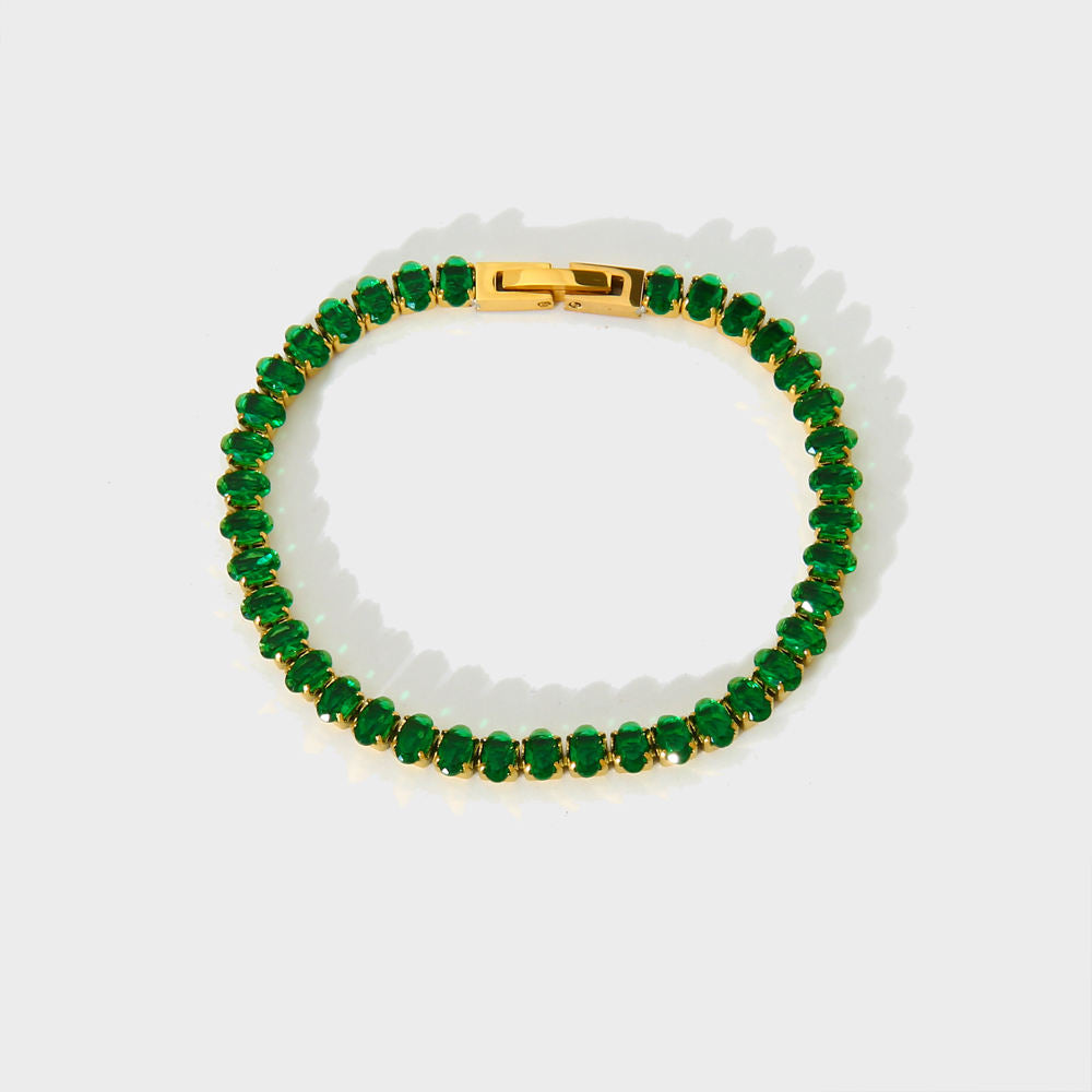 Exquisite Baguette Tennis Bracelet-Green-Dazzledvenus
