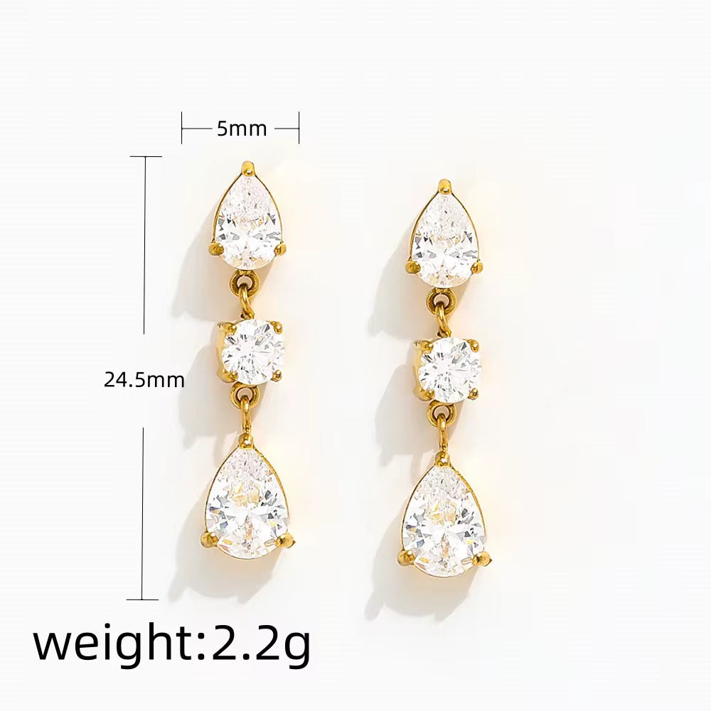 Couture Brilliant Pear Earring-Medium Infinity Hoop Earrings in 18k gold plated stainless steel. Lightweight, non-tarnish and waterproof everyday hoops. A perfect daily wear gold earring.-Dazzledvenus