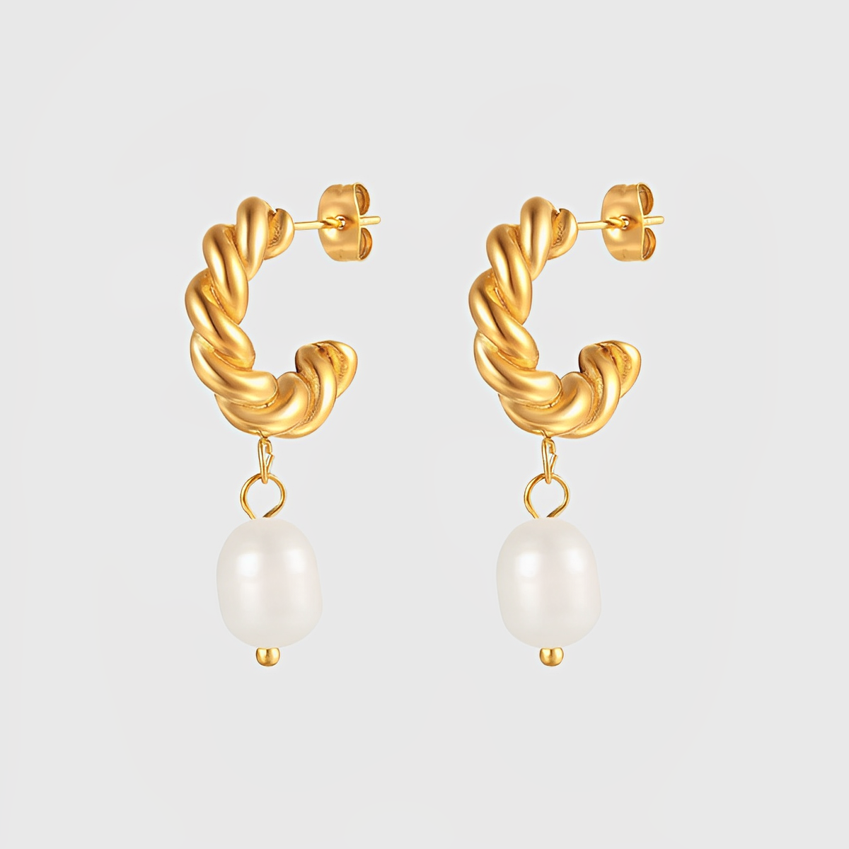 French Twisted Pearl Hoop Earring-Dazzledvenus