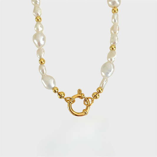 Fresh Water Pearls Initial & Birthstone Charms Necklace--Dazzledvenus