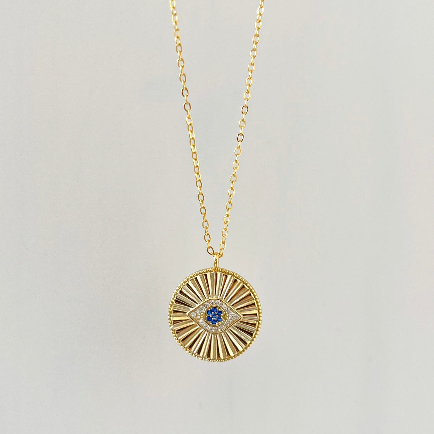 Pleated Medallion Evil Eye Necklace-Shop our collection of classic and elegant pearl pendant necklaces online. Elevate your style with timeless sophistication. Purchase yours now!🎯-Dazzledvenus