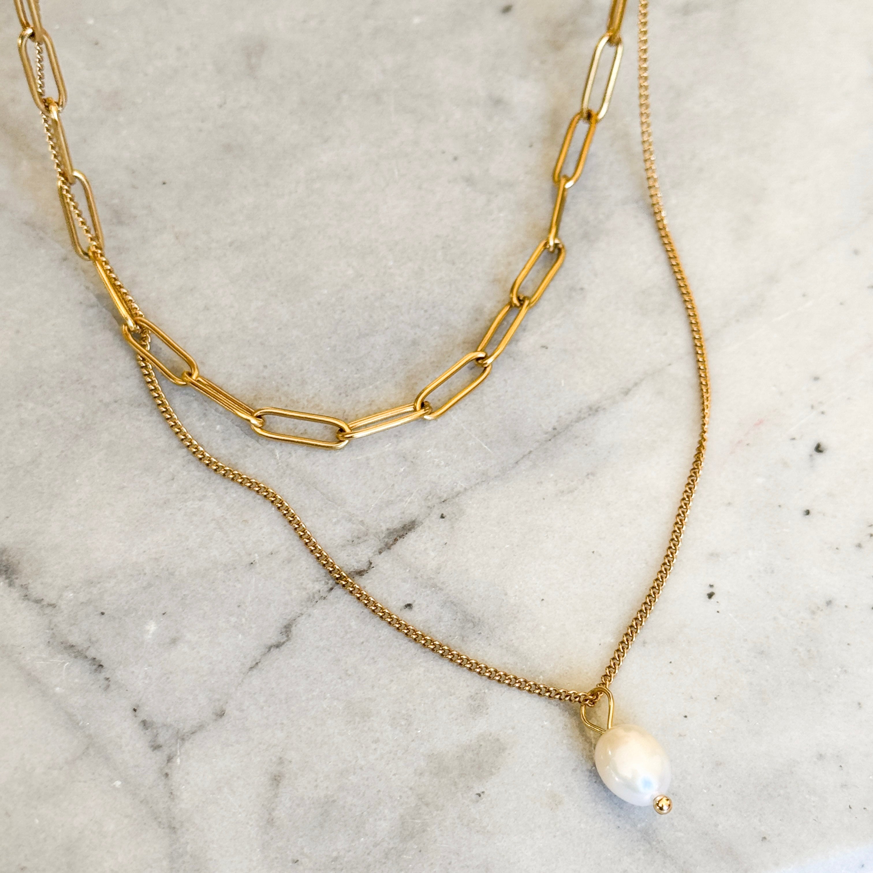 Lara Pearl Duo Necklace