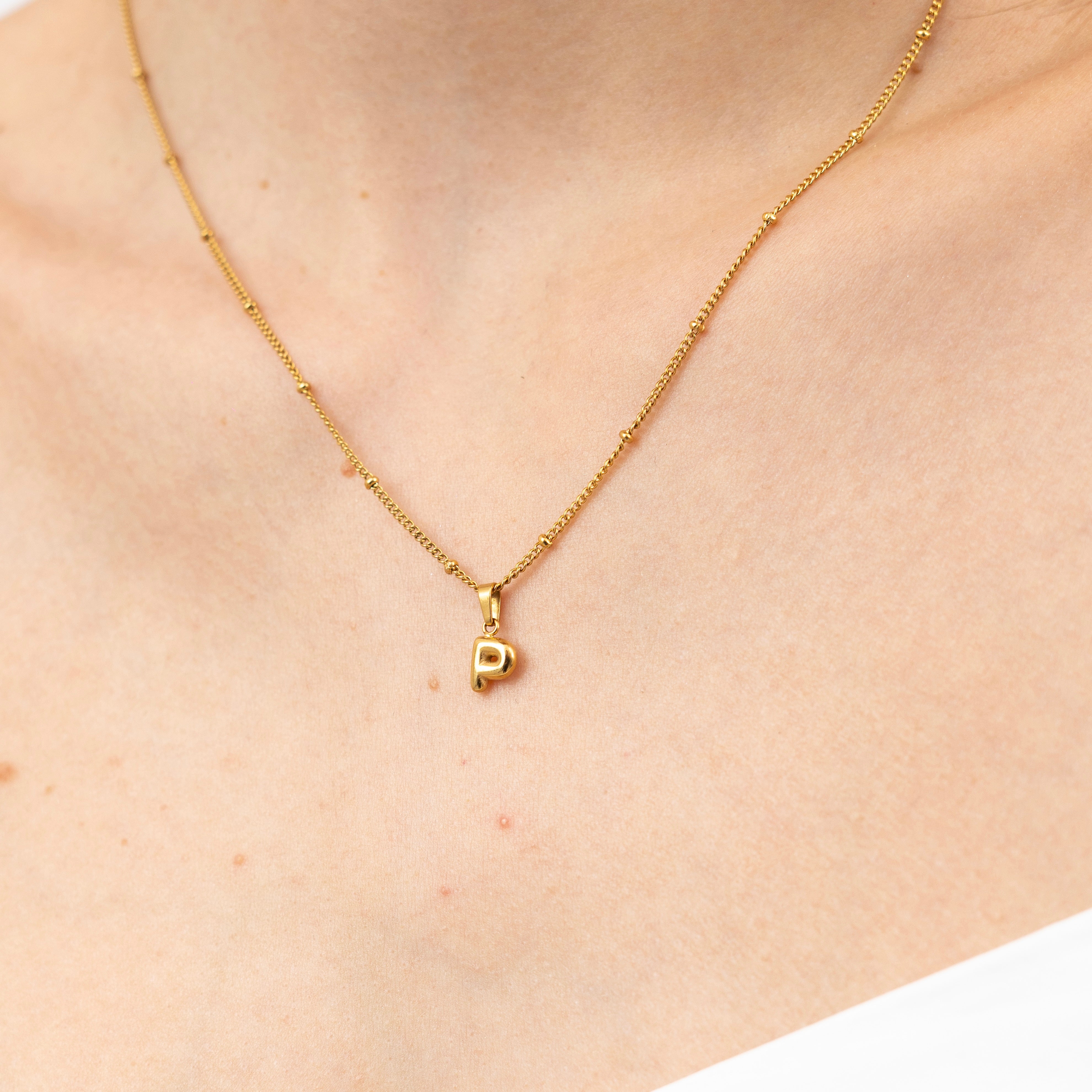 Tiny Bubble Initial Necklace