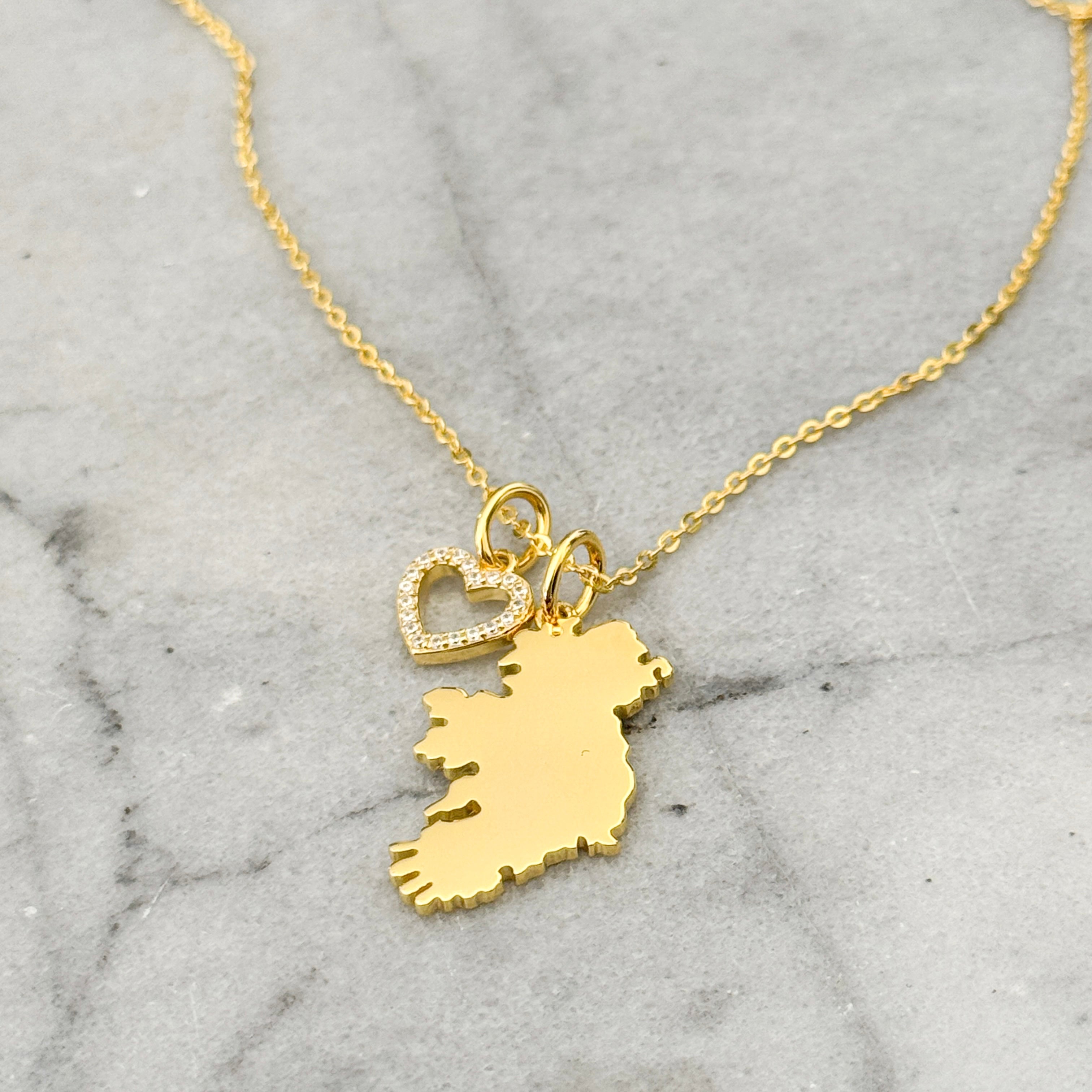 Heart Irish Map Necklace-Dazzledvenus