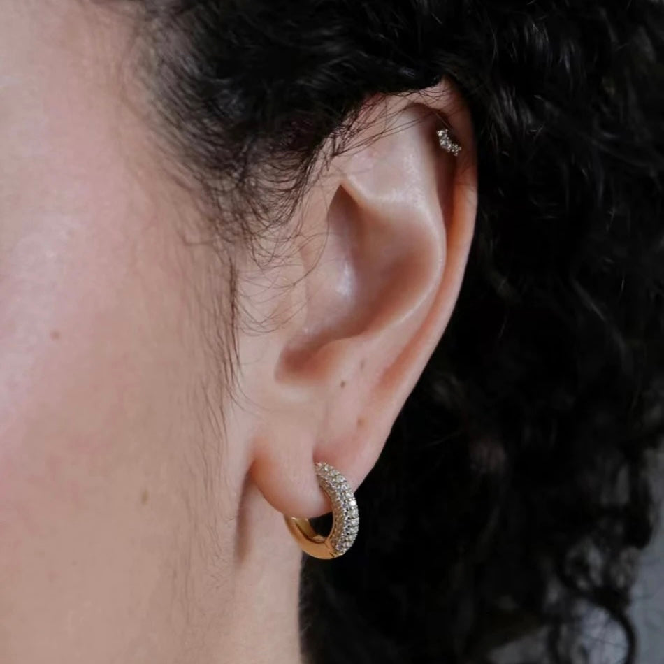 Scarlett Pavè Huggie Hoop Earring--Dazzledvenus