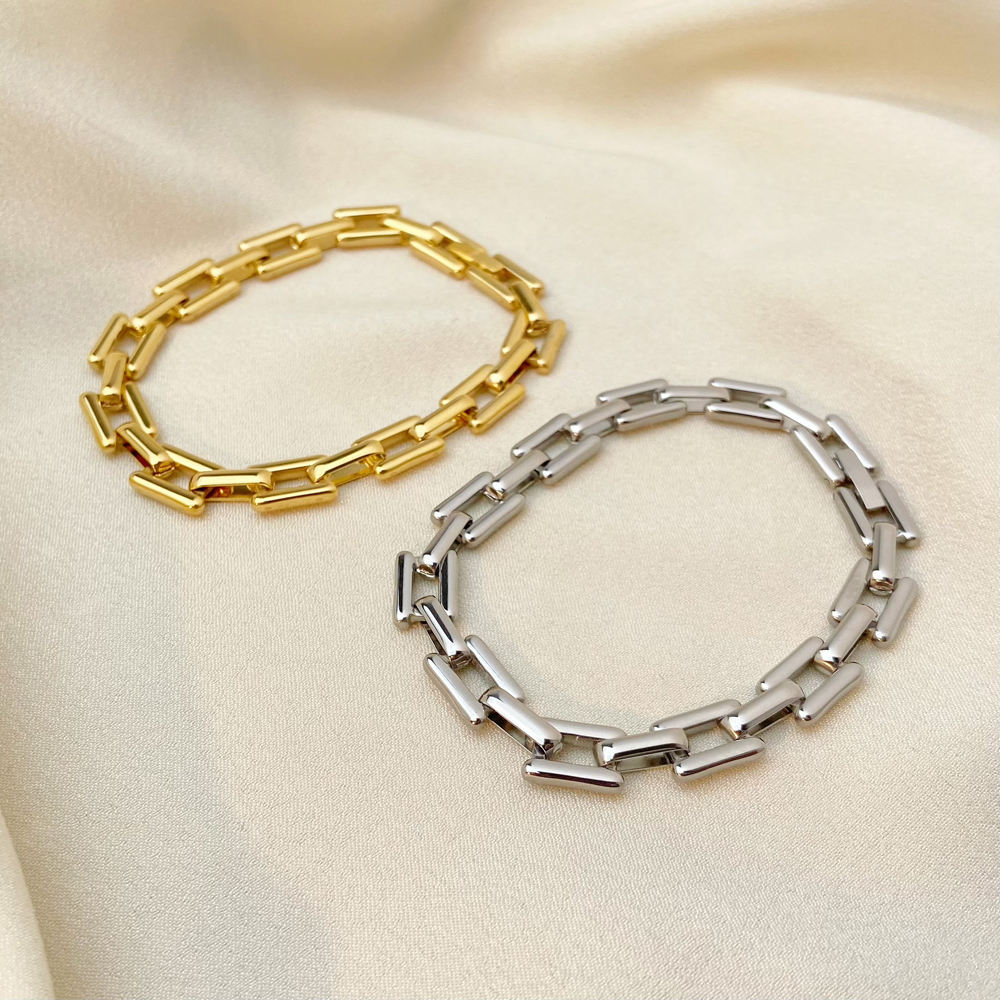 Geometric Cuban Chain Bracelet--Dazzledvenus