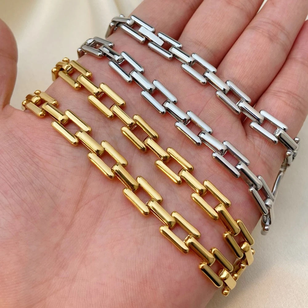 Geometric Cuban Chain Bracelet--Dazzledvenus