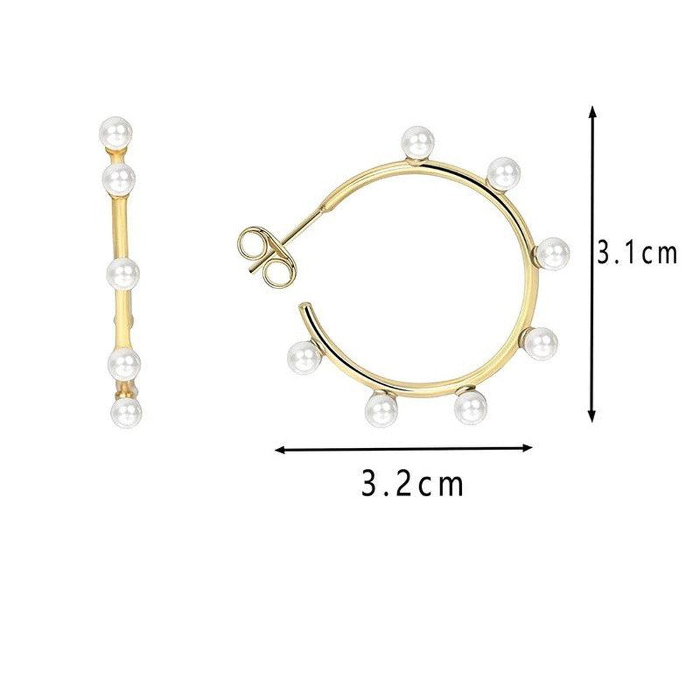 Geometric Pearl & Beads Hoop Earring--Dazzledvenus