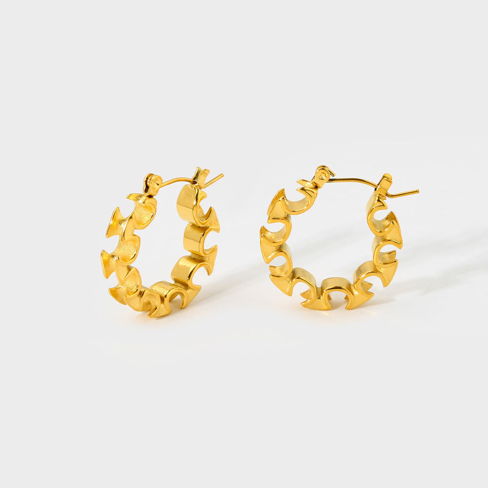 Geometric Wavy Irregular Hoop Earring--Dazzledvenus