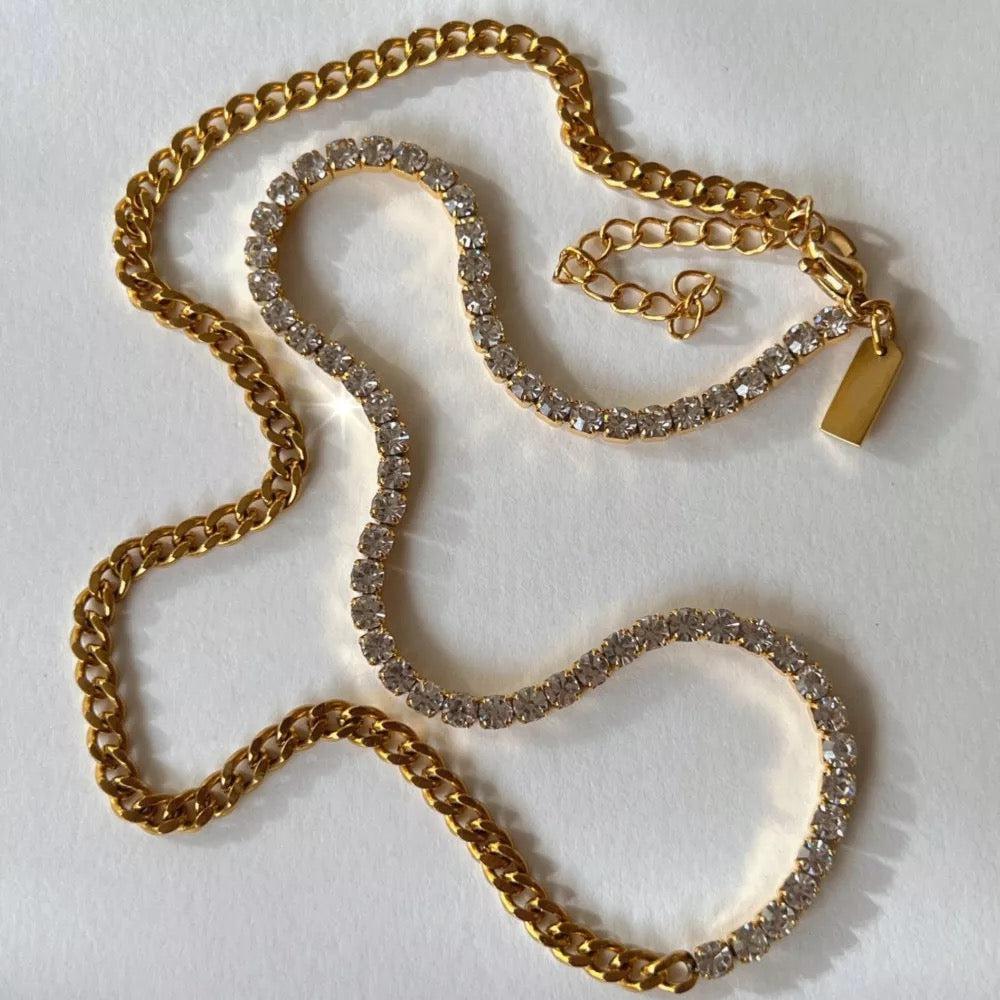 Gleam Cuban Link & Tennis Necklace--Dazzledvenus