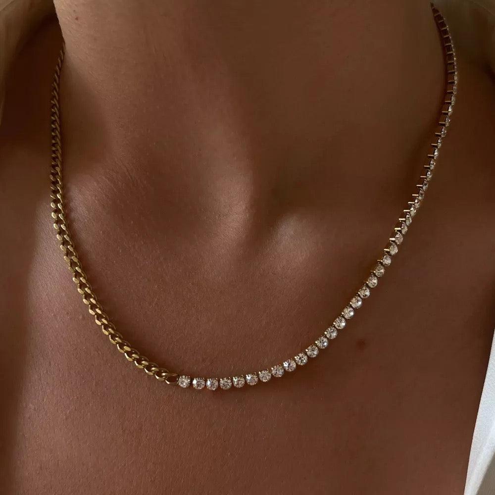 Gleam Cuban Link & Tennis Necklace--Dazzledvenus