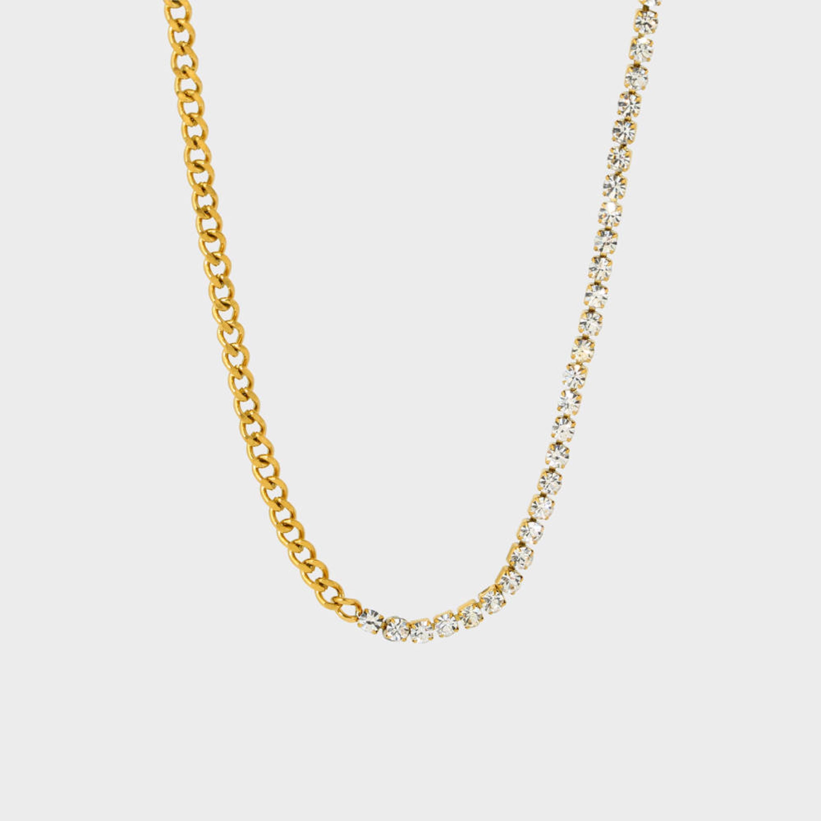 Gleam Cuban Link & Tennis Necklace-Dazzledvenus